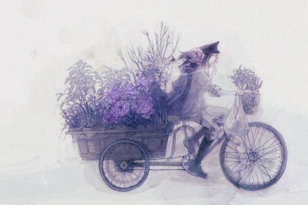 Bicicleta con flores romance