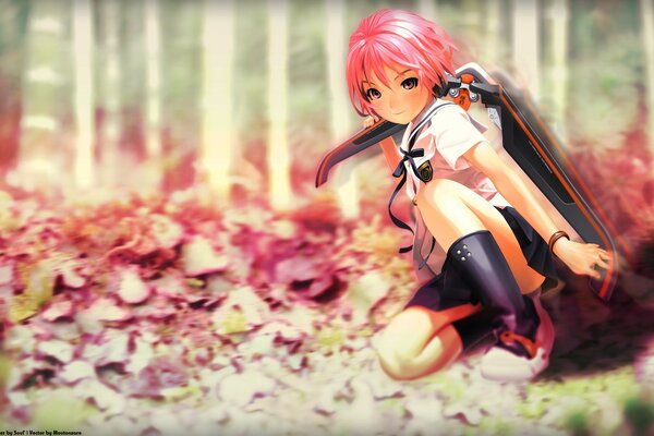 Anime girl avec des cheveux roses