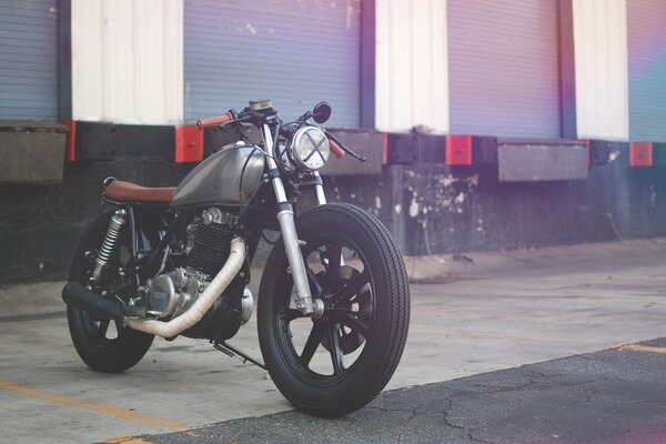 Yumaha sports racing motorcycle in the parking lot