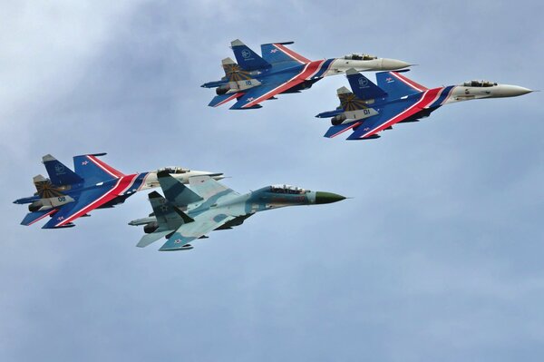 Su 27 multi-purpose fighters in the sky