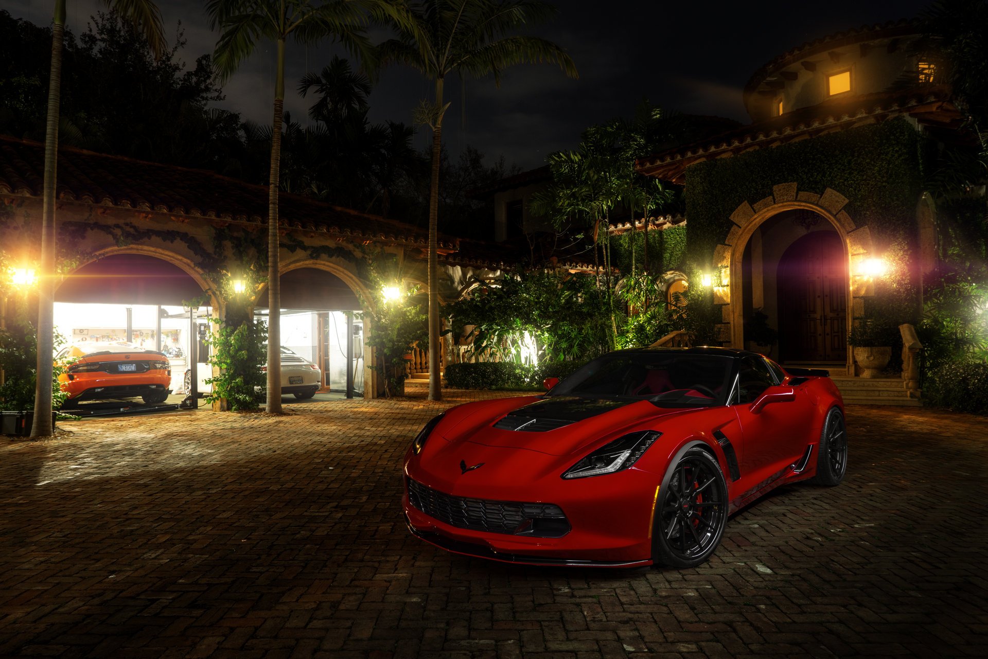 chevrolet corvette c7 stingray rojo americano coche ruedas