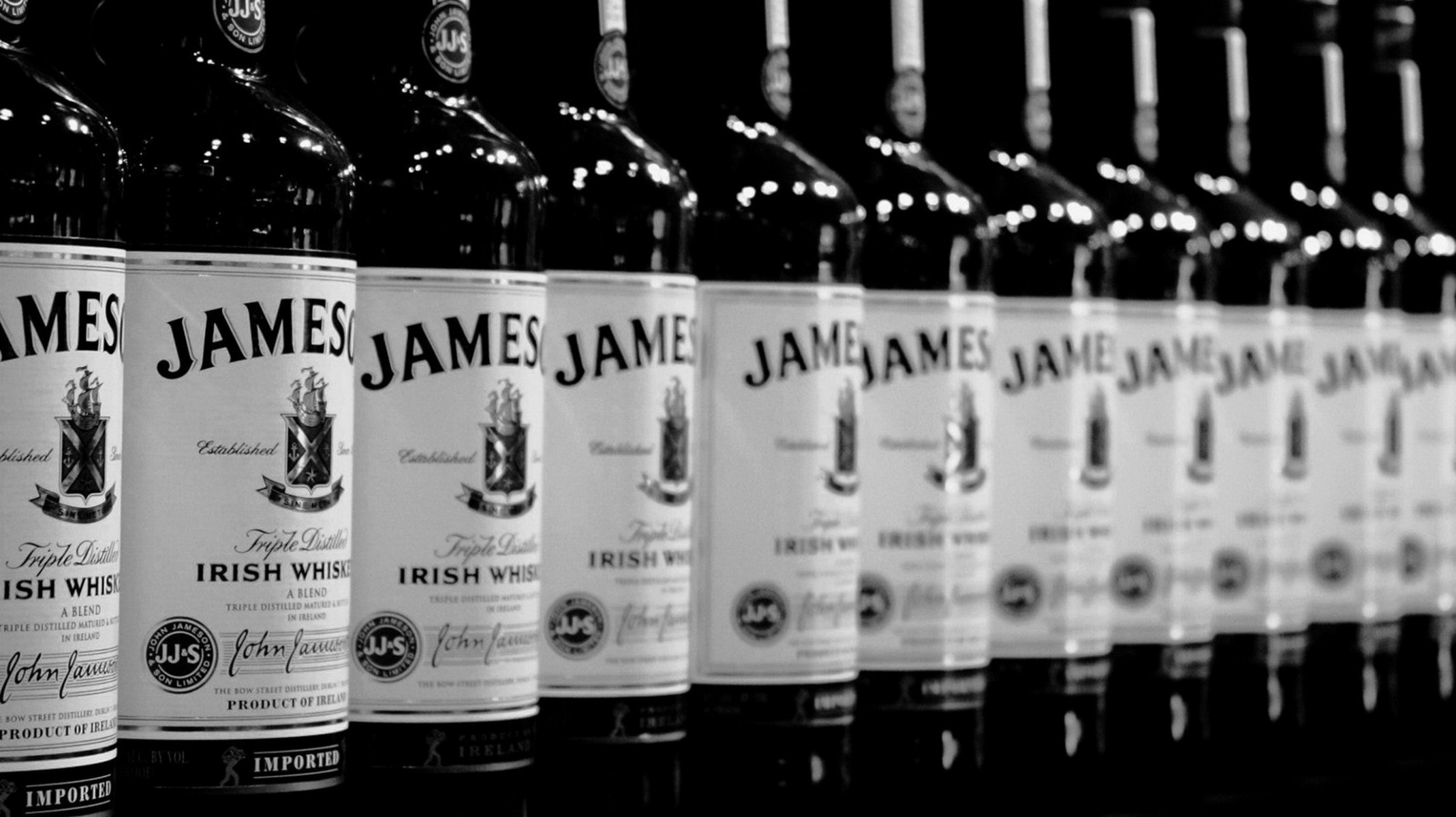 black and white jameson whiskey alcohol drink