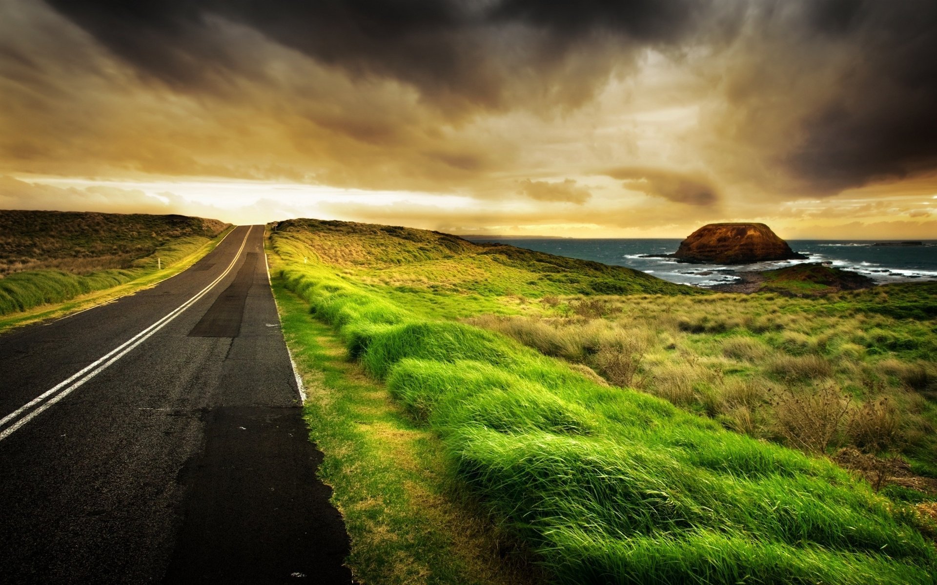 herbe eau routes paysages roche route mer pierres photo pierre roches océan nuages côte surf horizon distance balisage verdure nuages paysage