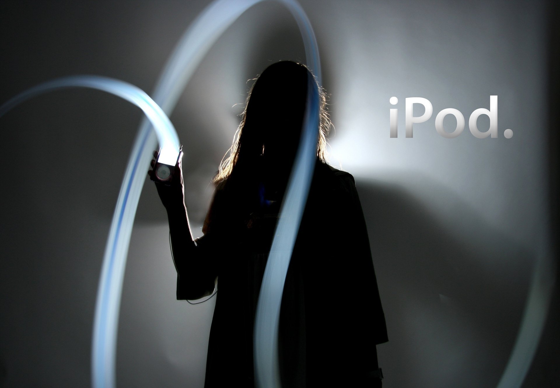 for ipod apple line light girl abstraction player logo saver creative shadow