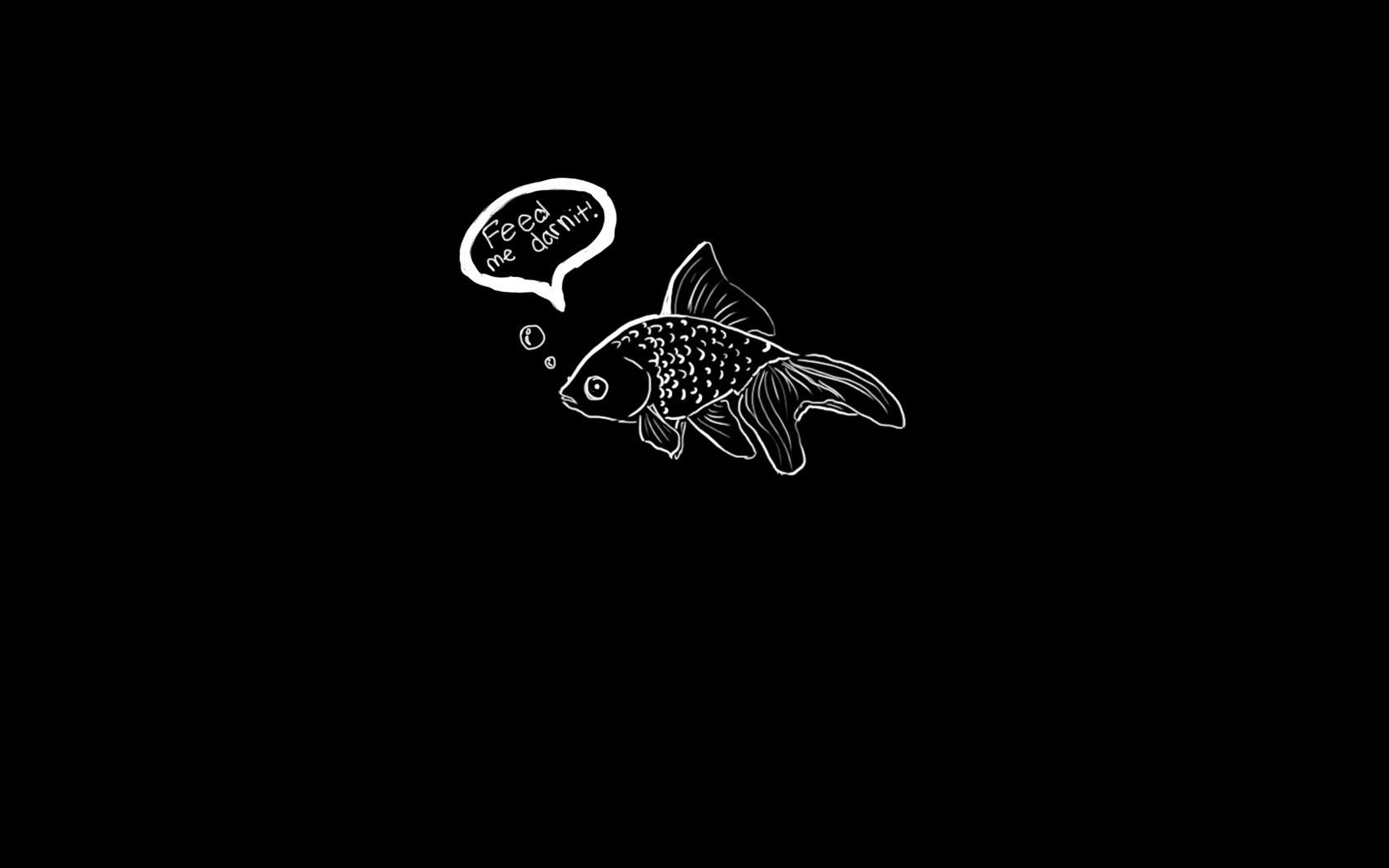 goldfish minimalisme inscription noir poisson rouge simplicité contraste animaux dessin idée fond sombre fond noir blanc