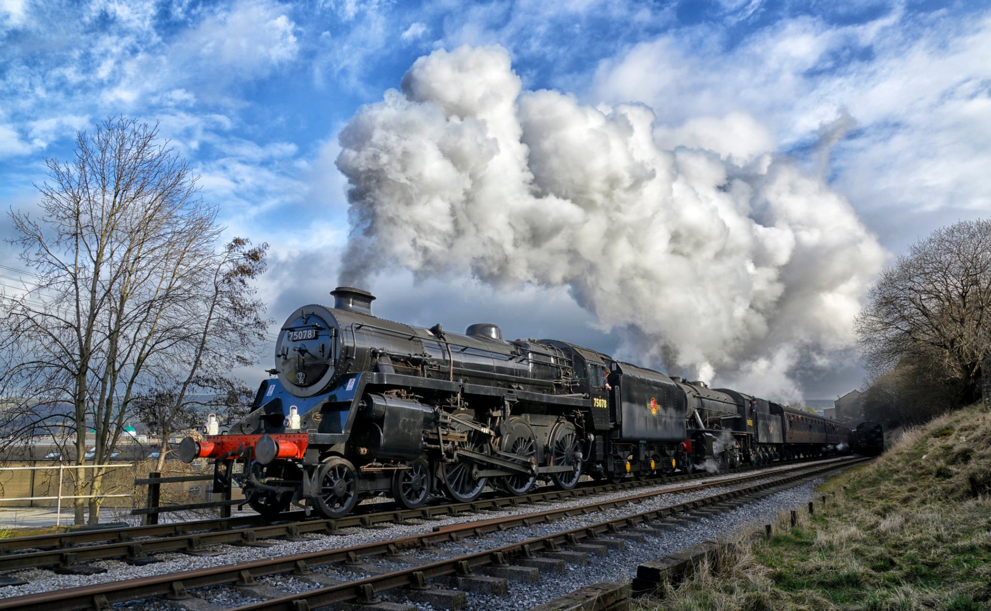 zug lokomotive rauch waggons eisenbahn weg