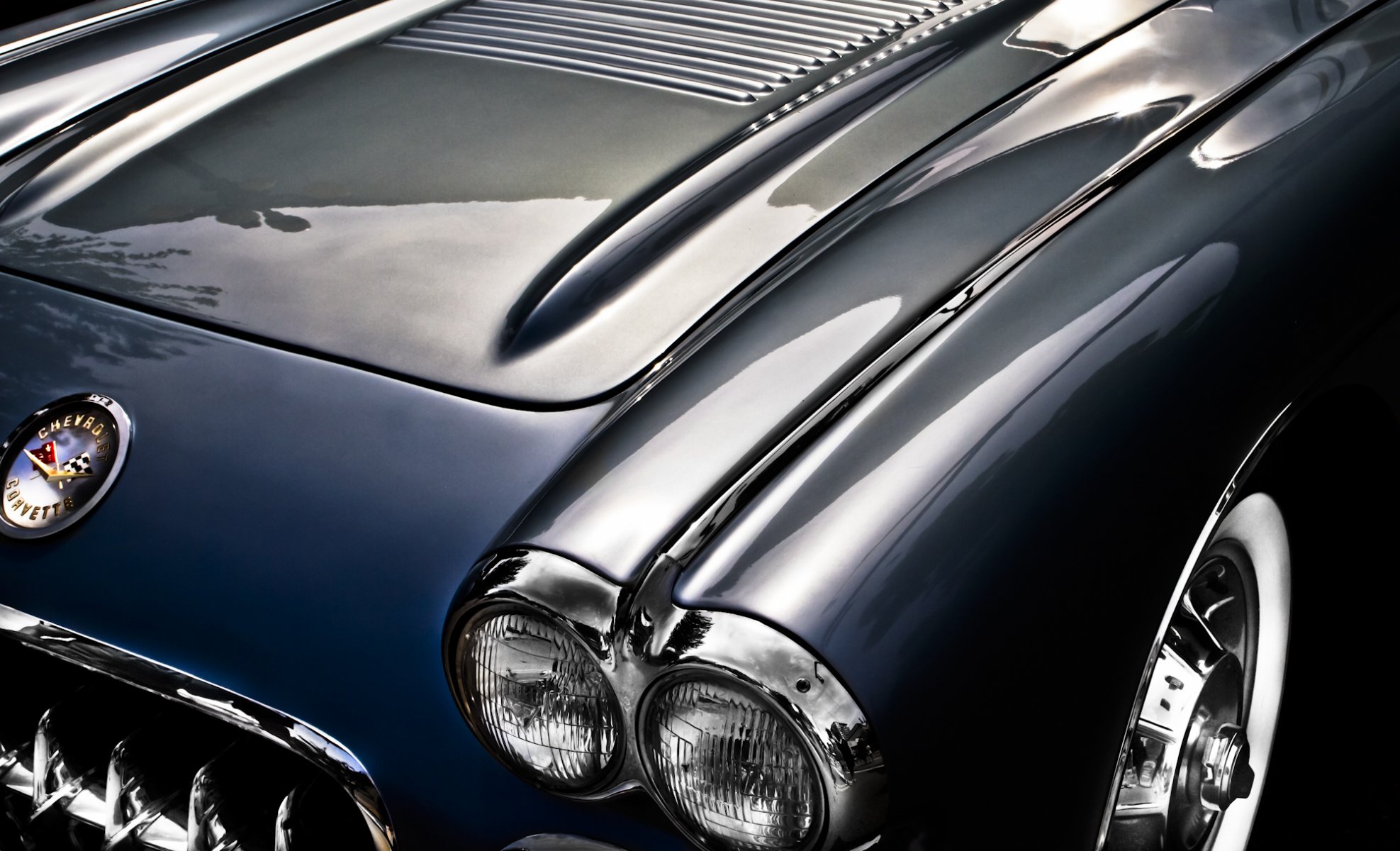 chevrolet corvette chevrolet 1957 hood classic background