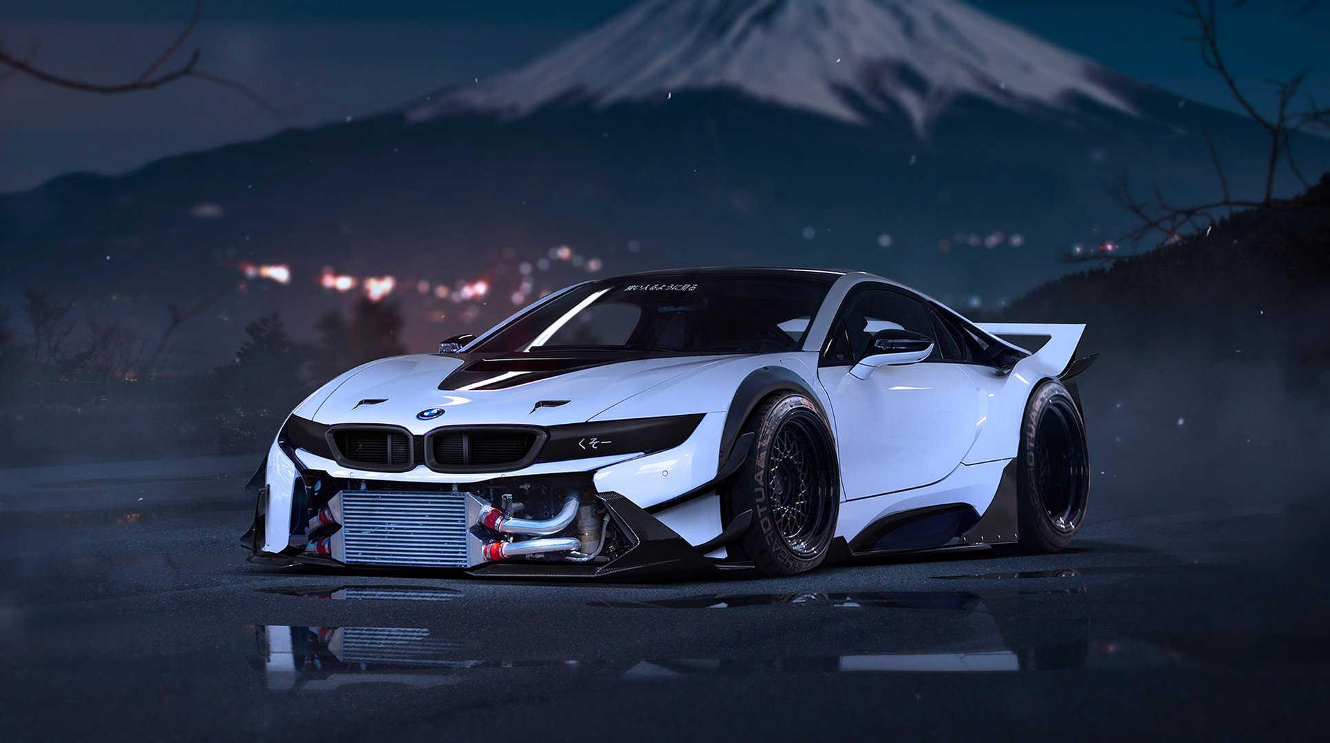 bmw i8 blanc montagne neige avenir tuning par khyzyl salem