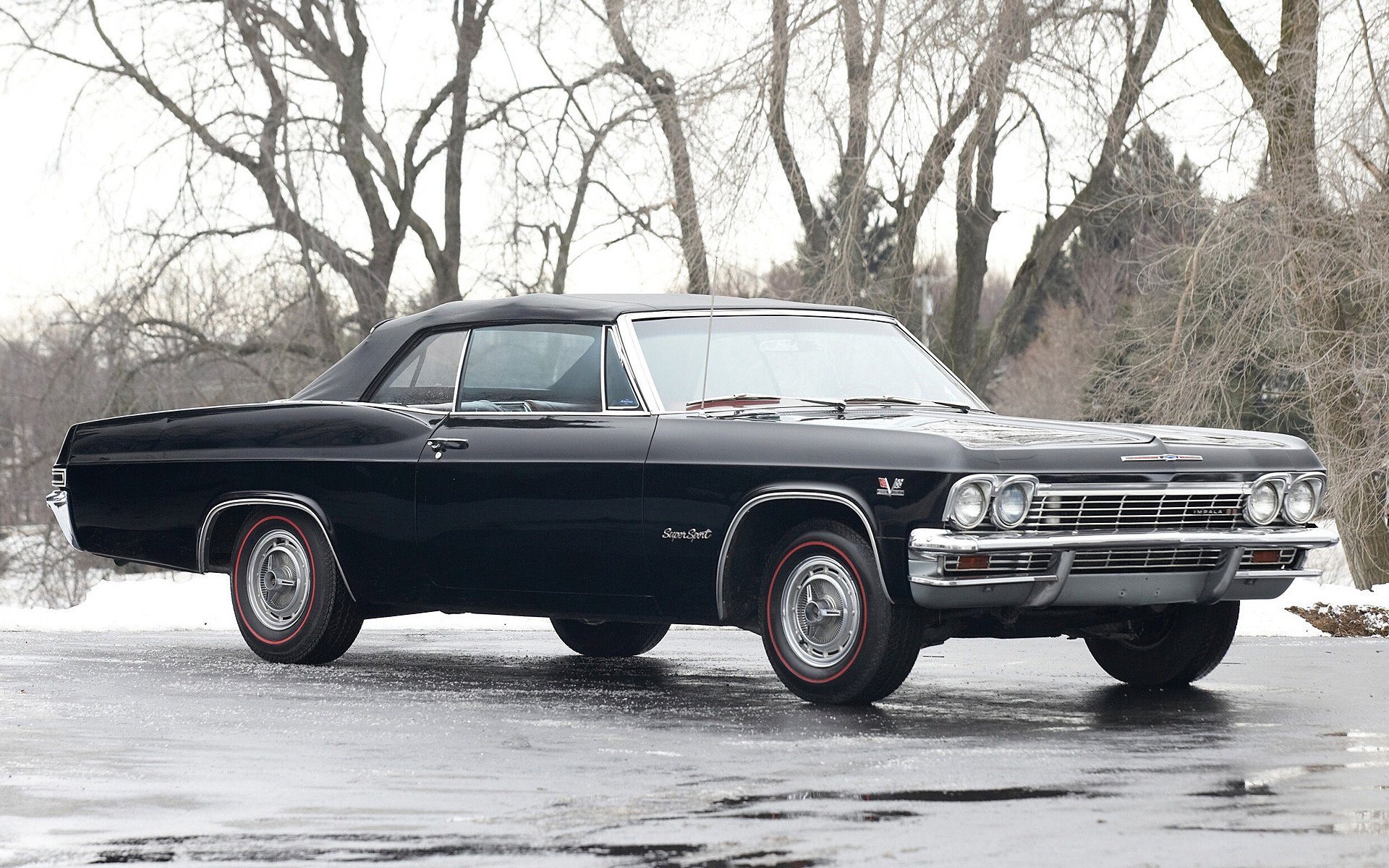 impala ss convertible 1965 машина chevrolet ретро черное авто шевроле старое авто раритет авто профиль осень сухие деревья легковые авто транспорт автотранспорт