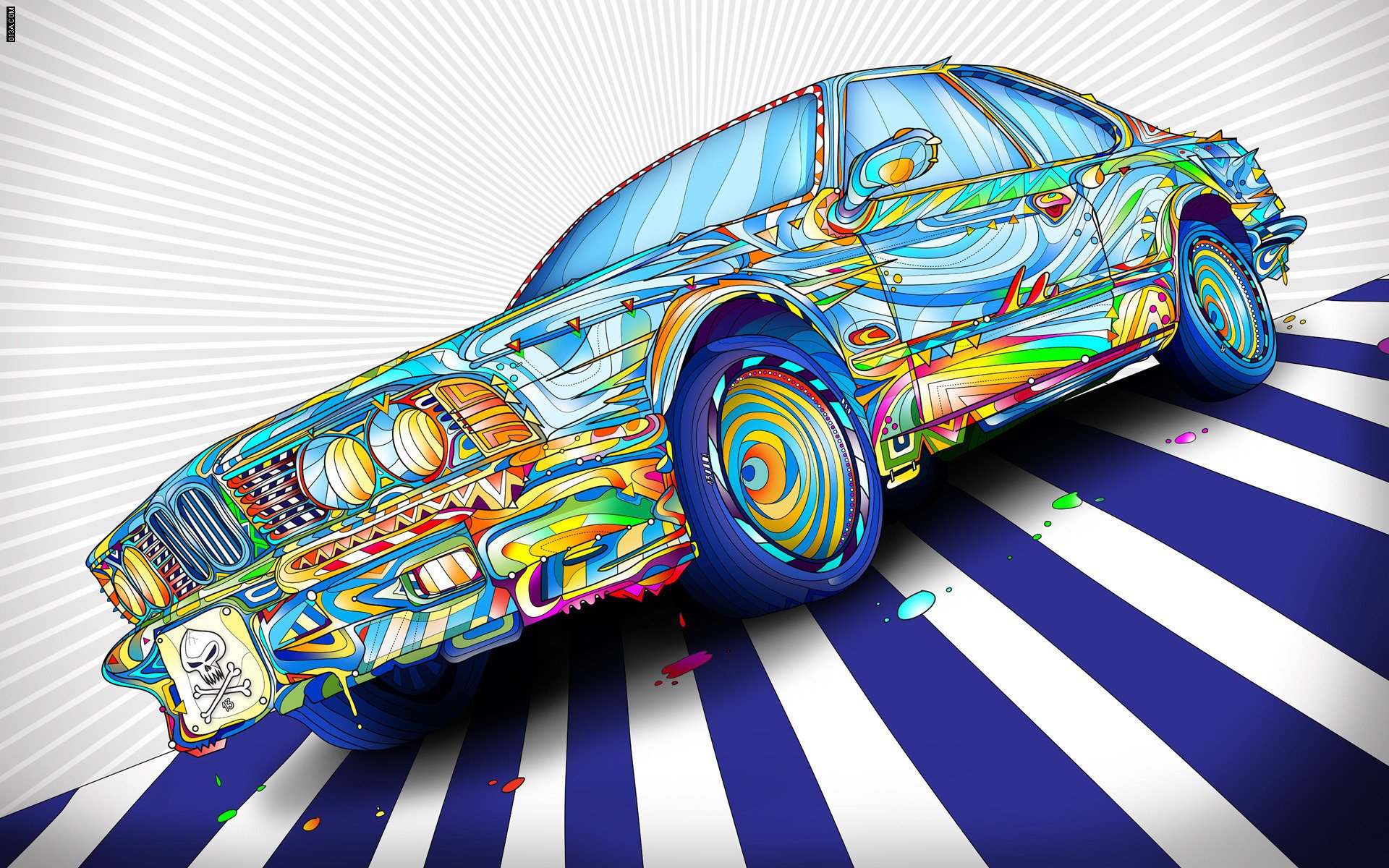 that car psychedelia matei apostolescu bmw drawing lines skull passenger cars cars auto transport anime