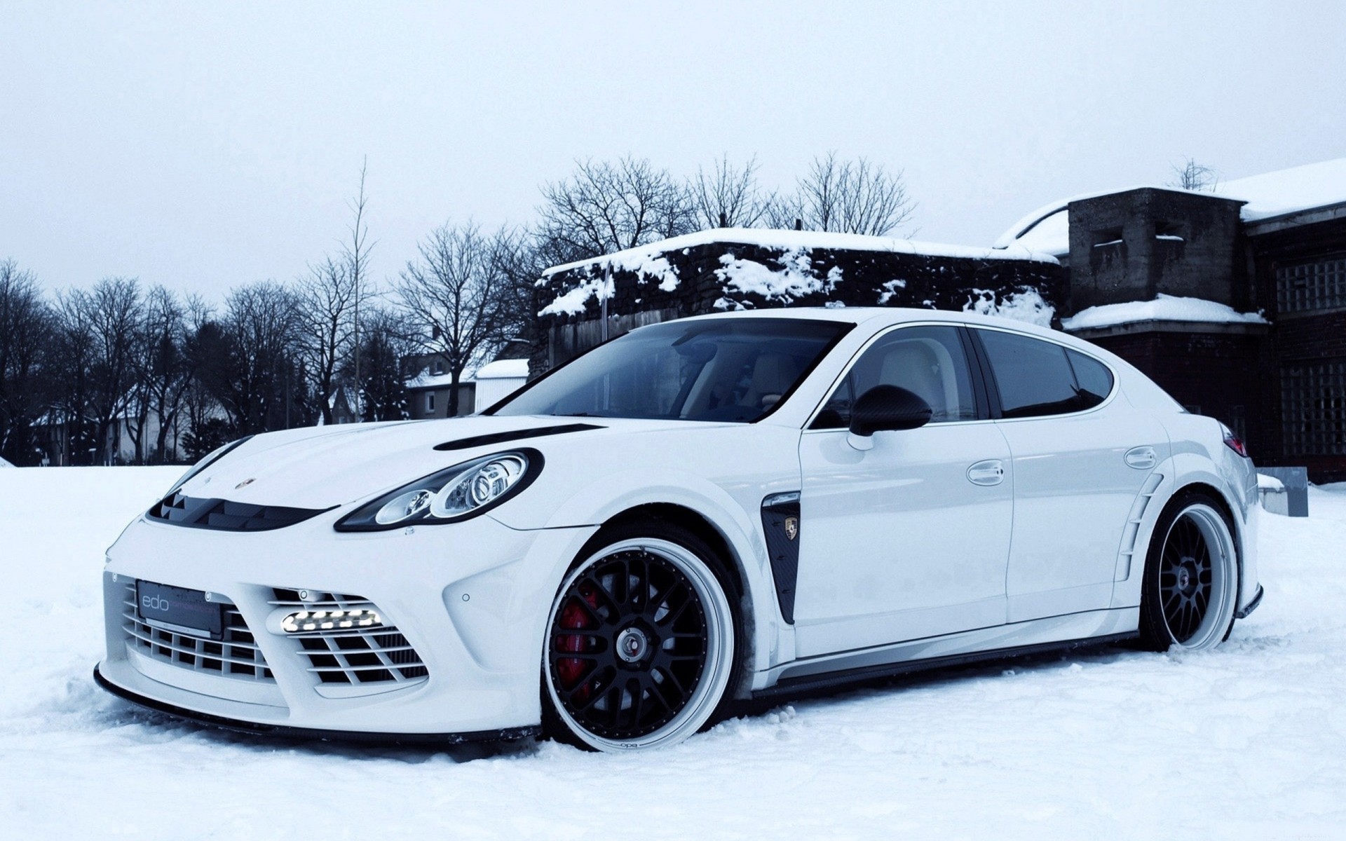 panamera porsche schnee auto weiß grau