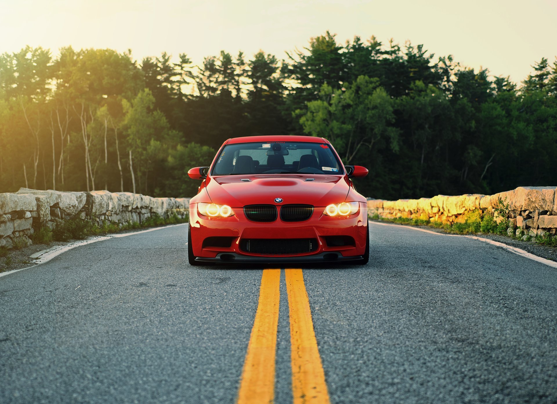 bmw m3 e90 red bmw red front headlights running light