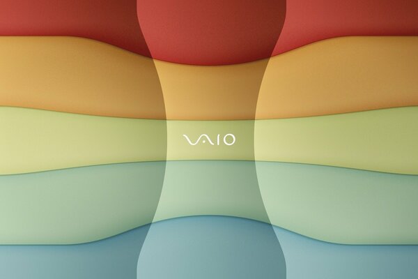 Das Vaio-Logo auf einem Hintergrund aus bunten Linien