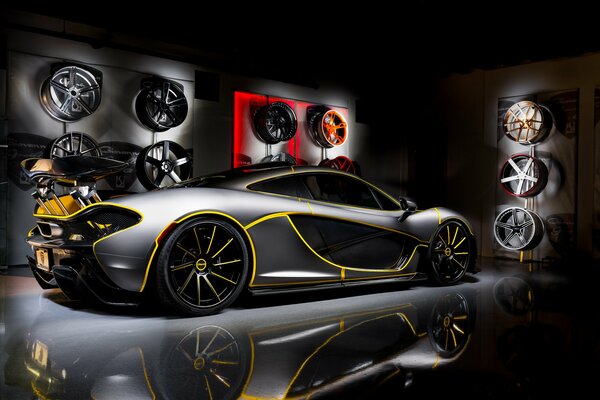 McLaren p1 hypercar with yellow discs