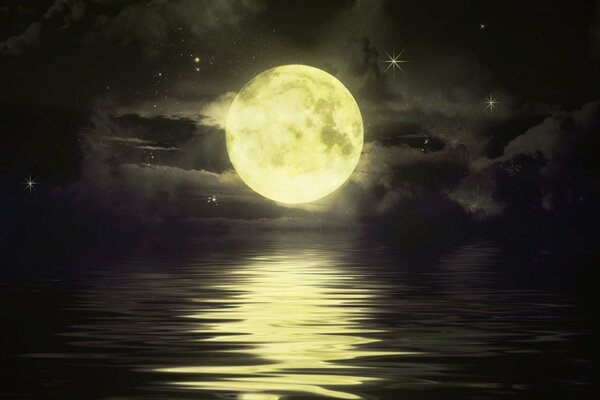 Moonlight path on the sea