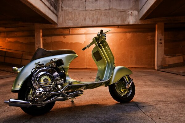 Vintage Scooter in the underground garage