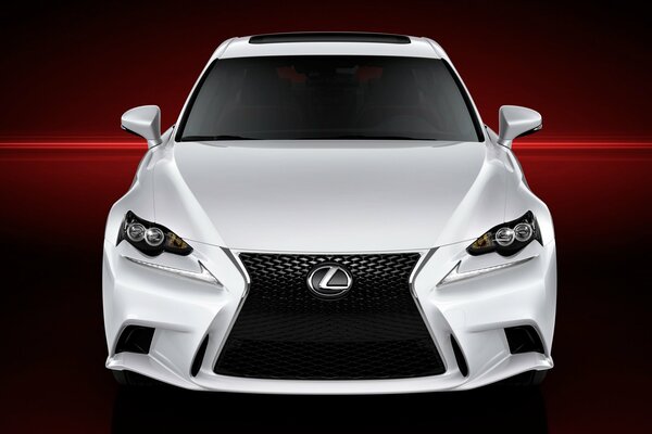 Lexus IS 250 bianco su sfondo rosso