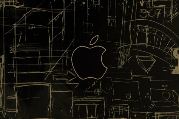 Czarne logo Apple minimalizm