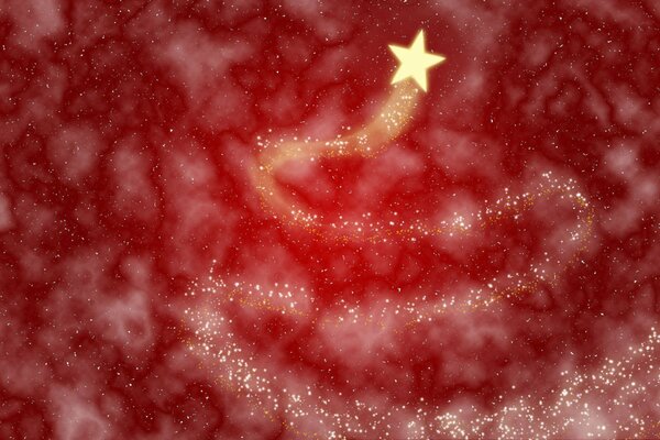 Estrella sobre fondo rojo. Sendero estelar
