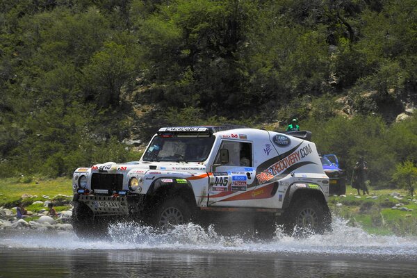 Land rover SUV in the conditions of nature