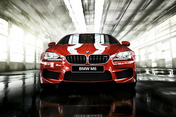 Voiture BMW rouge brillant, coupé m6