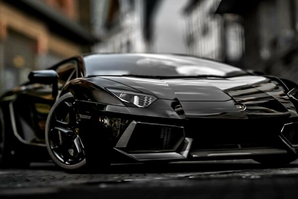 Stylish black lamborghini aventador