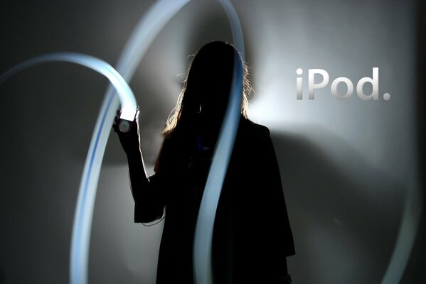 Creative abstraction of a girl and an iPad logo