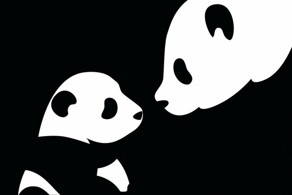 Schwarz-Weiß-Muster von Wirbel und Panda-Baby