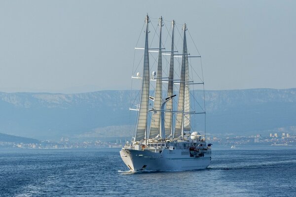 4-masted sailing yacht in the adriatic sea