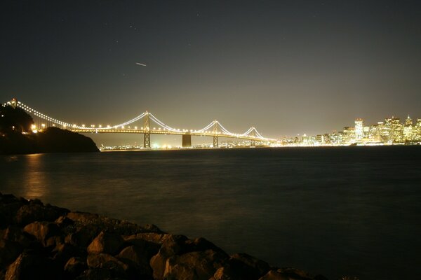 Night city by the river