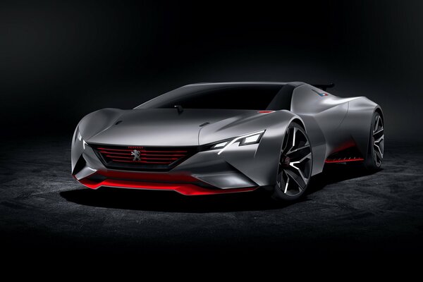 Gris avec rouge concept supercar Peugeot