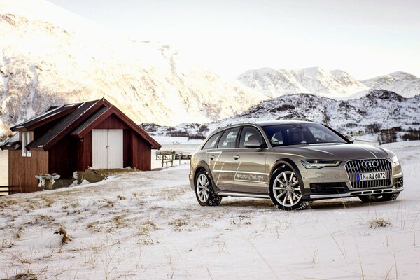 New Audi Quatro in the winter mountains