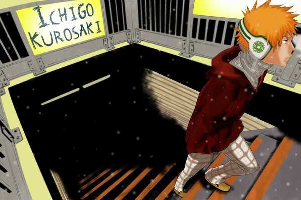 Otoño metro Ichigo Kurosaki en auriculares