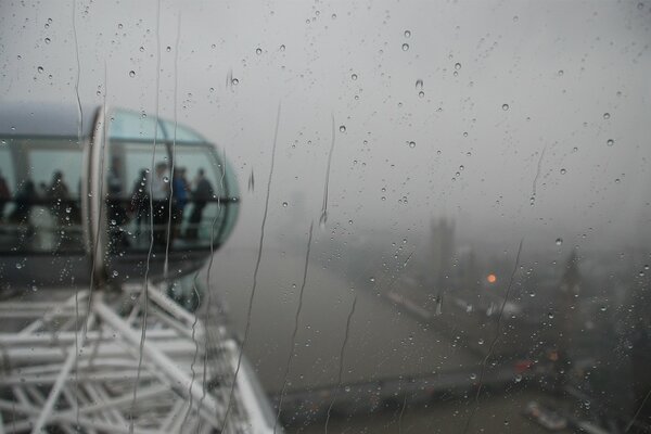 Rain and fog covered the city