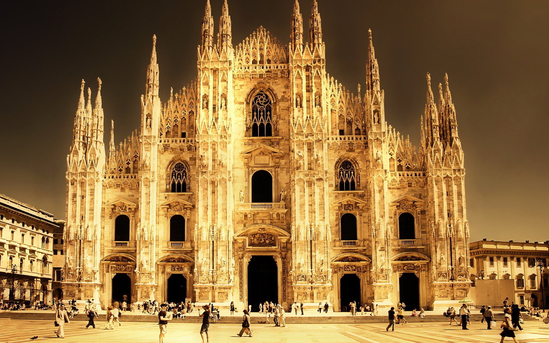 milan italie cathédrale église fond théâtre new york bâtiments religion architecture soirée