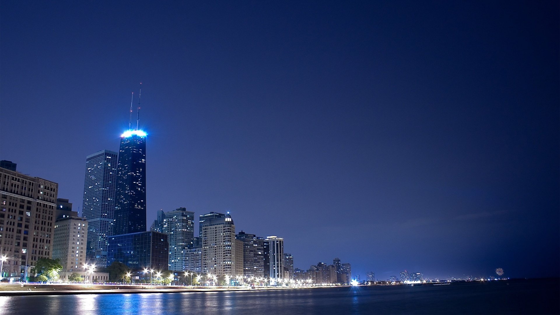 città mare luci notte grattacieli cielo cielo notturno luci della città