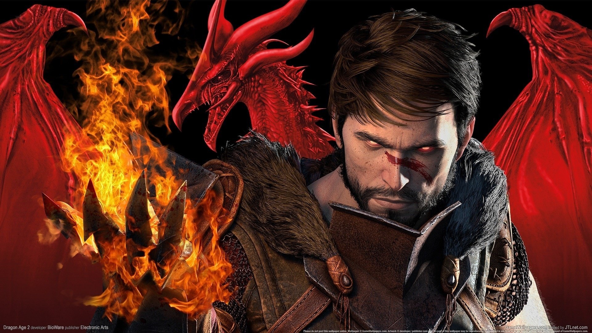 bioware dragon age 2 flamme dragon age 2 krieger feuer kampf zeichnungen anime männer drachen-a