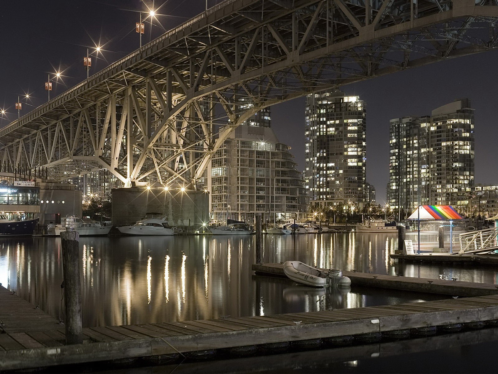 town night river bridge