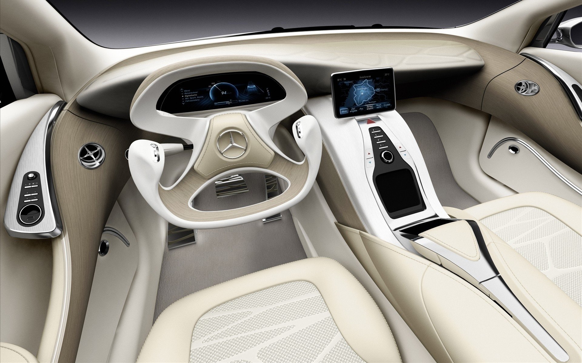 mercedes concept art supercars mercedes-benz blanc voiture à l intérieur fond