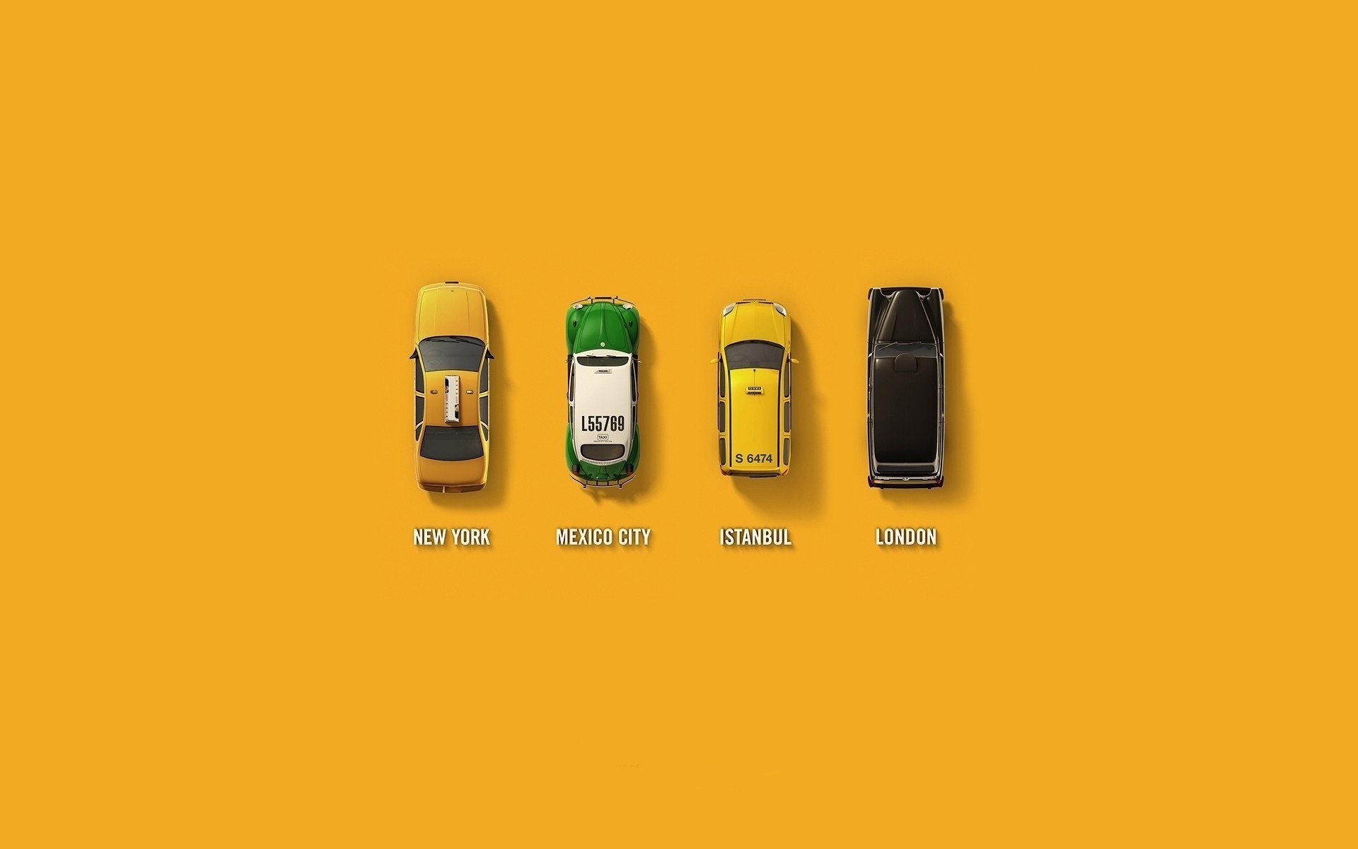 amarillo minimalismo países taxi fondo coches diferentes coches simplicidad