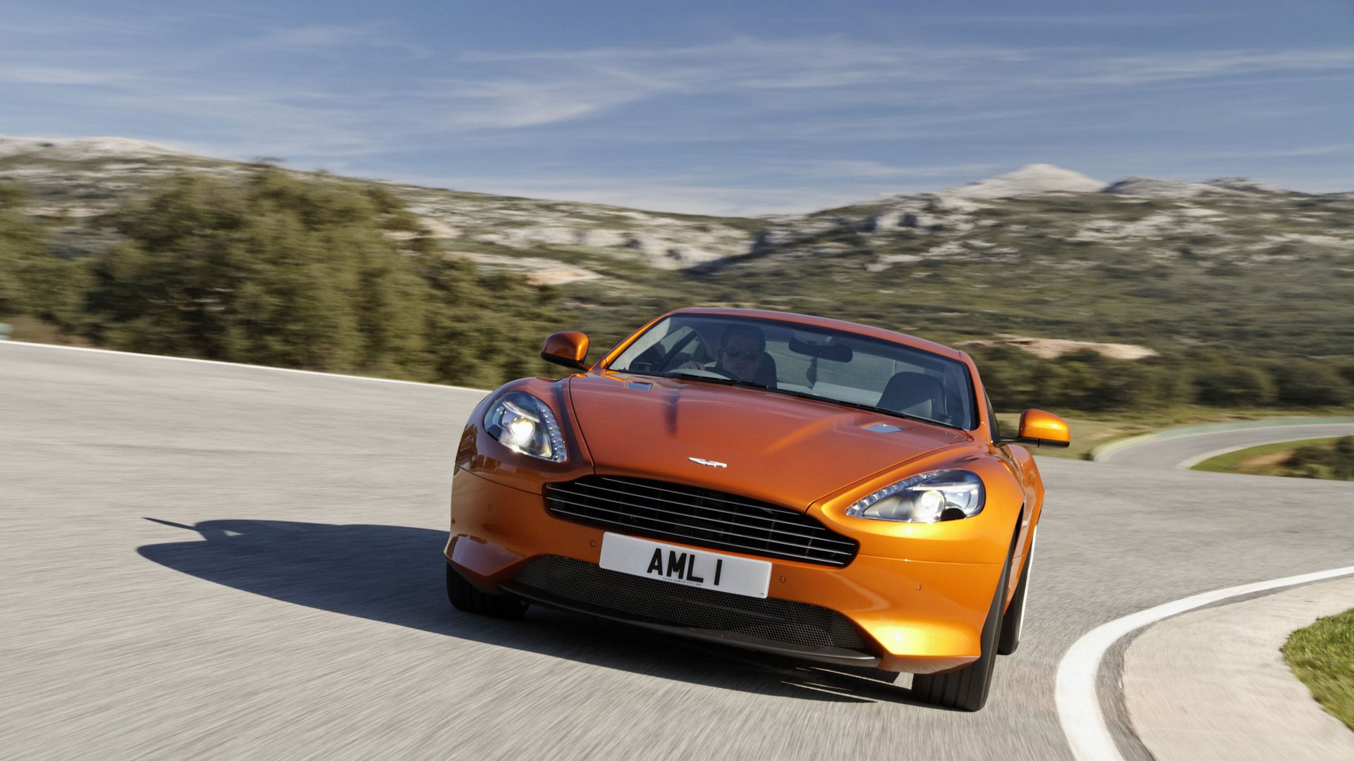 aston martin 1 aml coupe landscape sky mountain road