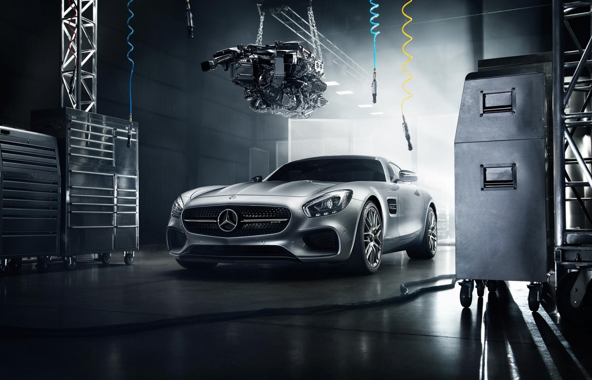 mercedes-benz amg gt s 2016 silber farbe motor vorne