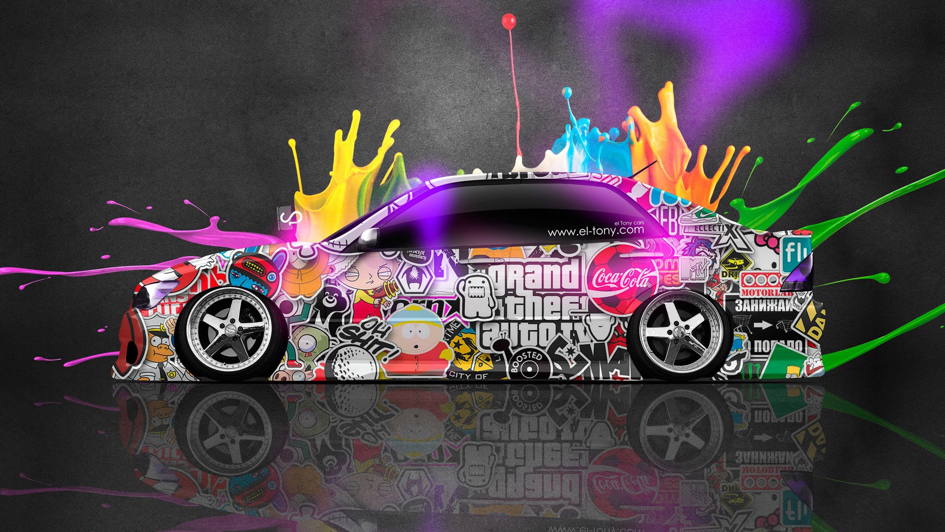 tony kohan toyota altezza jdm côté multicolors abstrait néon el tony voitures photoshop toyota altezza peinture luminosité