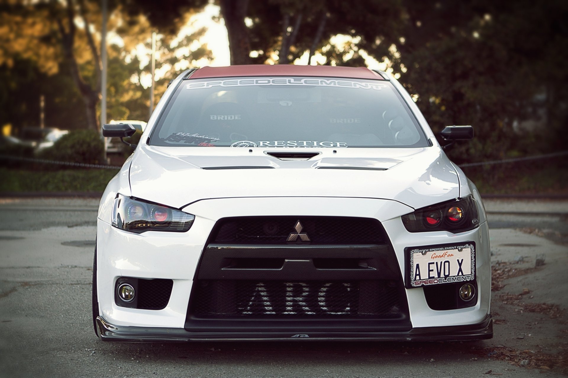 mitsubishi profesión xenón blanco frente evo x