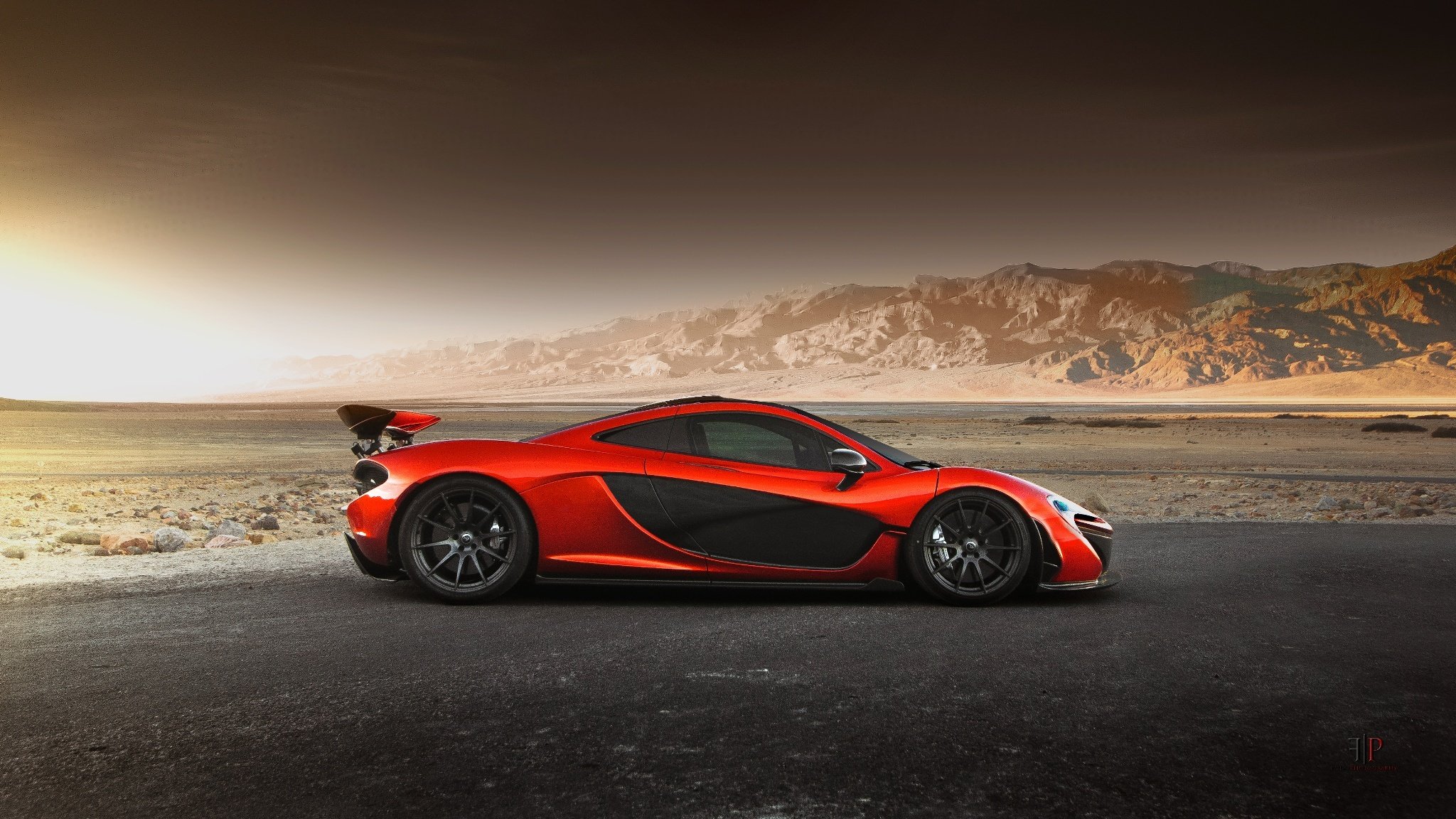 mclaren p1 exotic hypercar hybrid orange supercar volcano death valley sand side