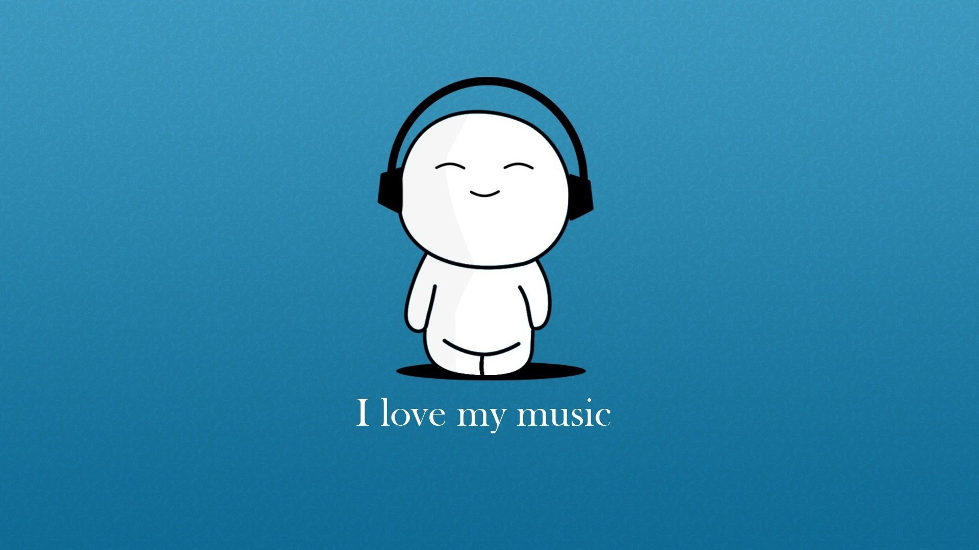 i love music minimalism melody headphones the inscription blue background crank