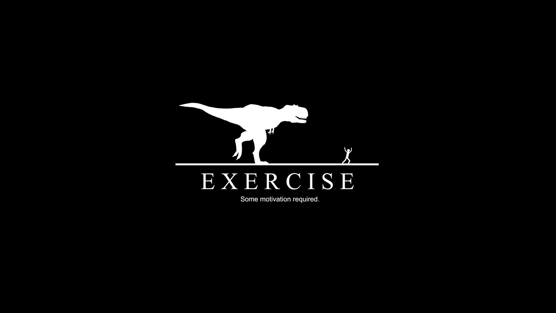 exercise dinosaur minimalism art motivation emblems easy contrast white style the inscription the dark background black background