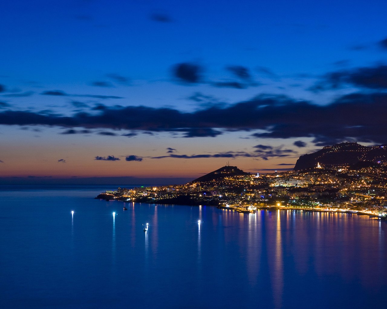 lights coast sunset the city sea clouds background new york the sky water promenade the ocean bay pier the night sky the lights of the city