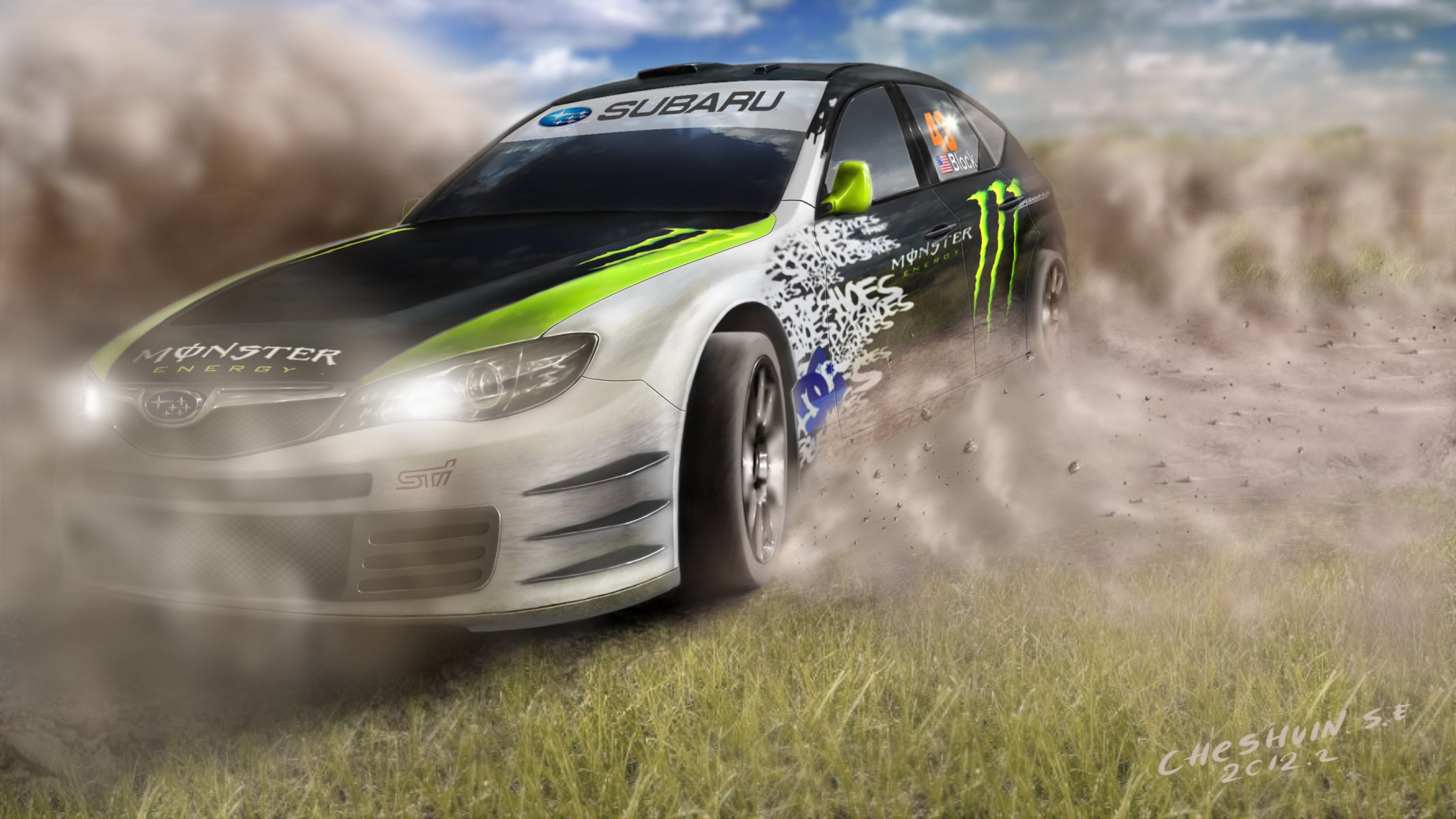 ubaru impreza sti monster energy ken block kunst