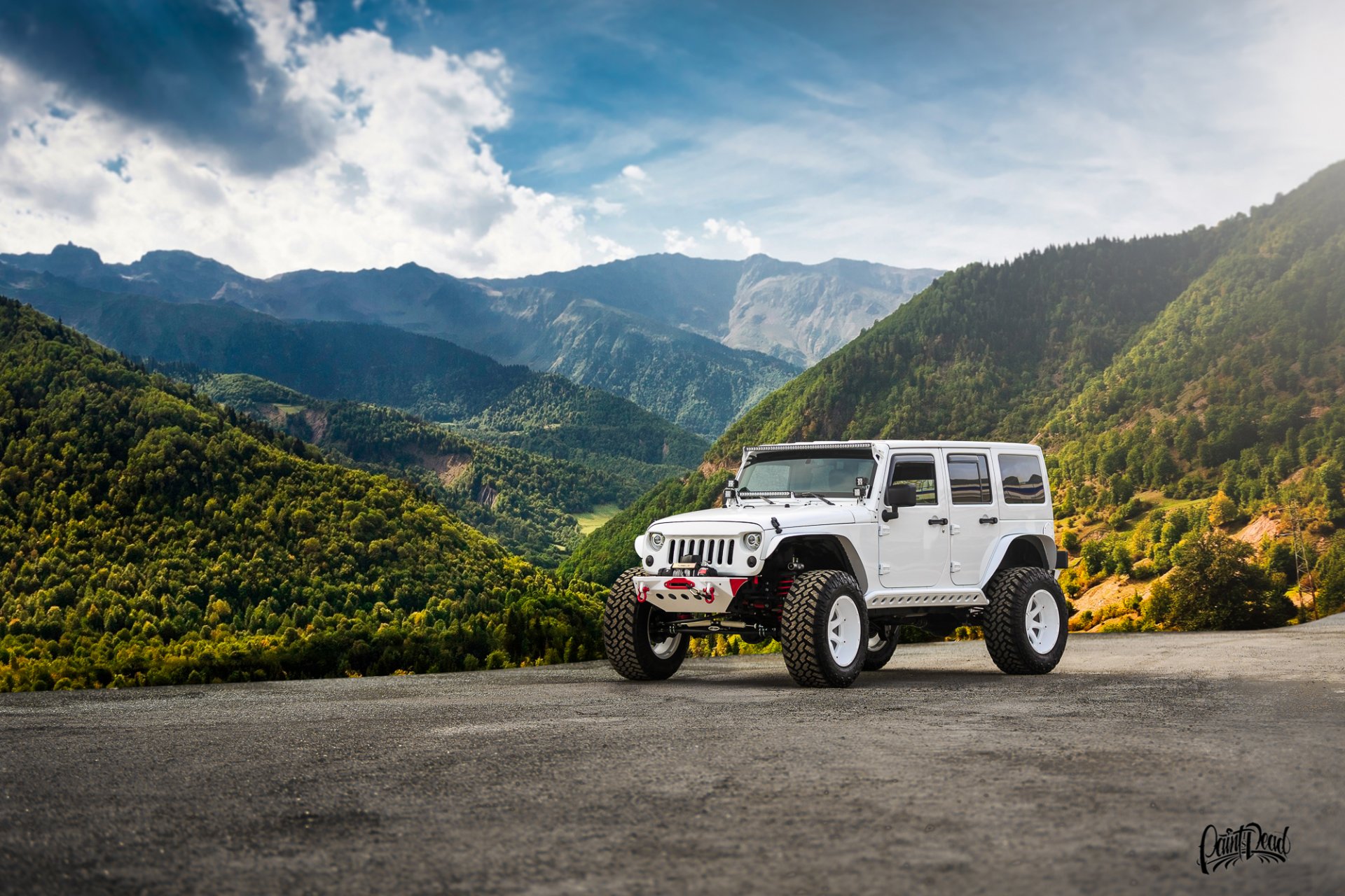 jeep wrangler voiture suv montagnes paysage tuning papier peint